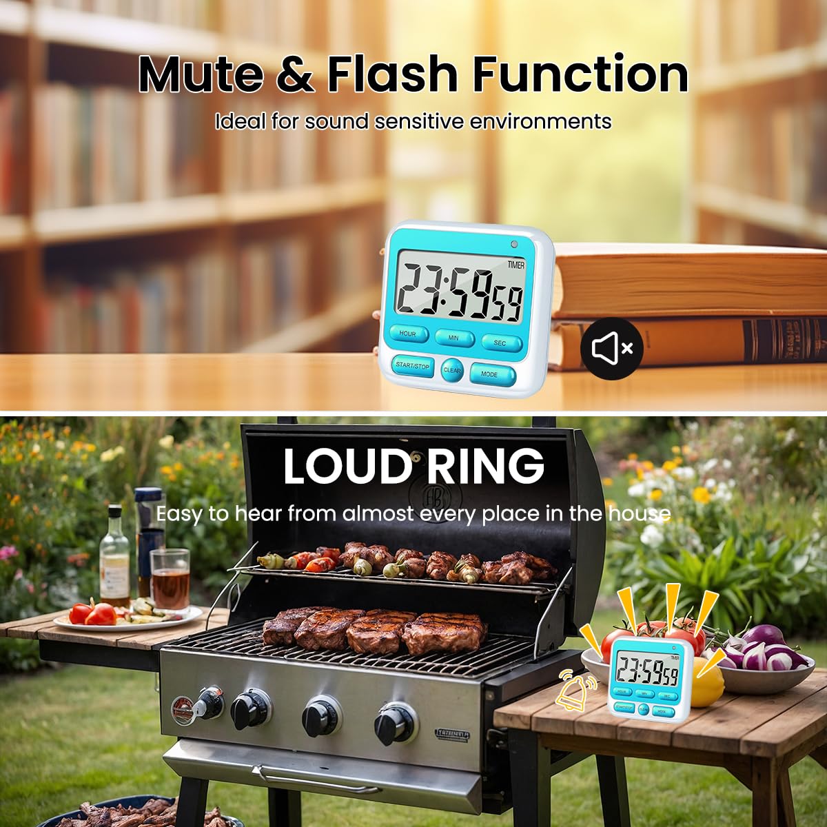HASTHIP LCD Digital Timer Magnetic Alarm Clock 24hs Countdown Timer Time Reminder Baking Timer with Folding Bracket Battery Powered Timer for Kitchen, Study, Working Out, Blue HASTHIP LCD Digital Timer Magnetic Alarm Clock 24hs Countdown Timer Time Reminder Baking Timer with Folding Bracket Battery Powered Timer for Kitchen, Study, Working Out, Blue
